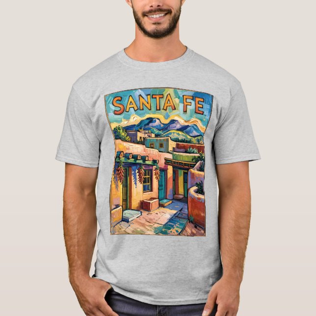 Santa Fe Adobe Zuhause Van Gogh Starry Night Style T-Shirt (Vorderseite)