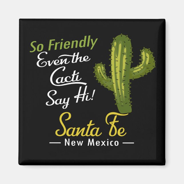 Santa Fe Cactus Funny Retro Magnet (Vorne)