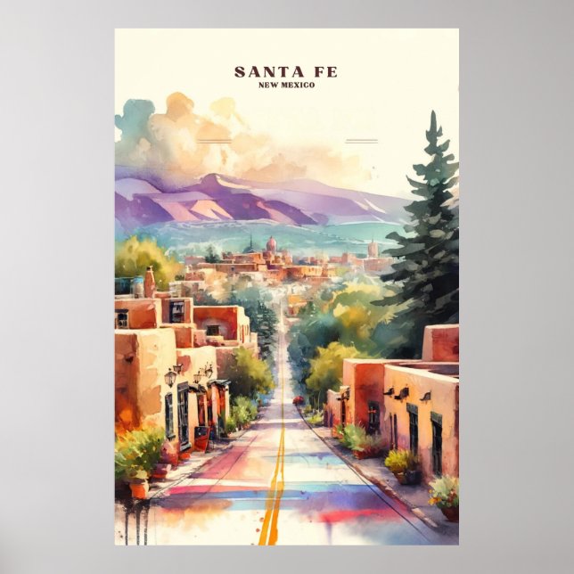 Santa fe Canyon Road Watercolor Poster (Vorne)