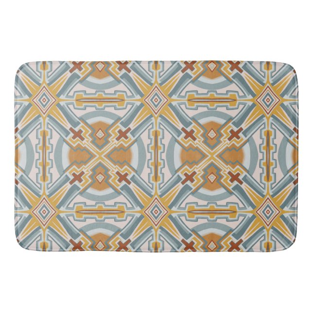 Santa Fe Geometric Tile Pattern Badematte (Vorderseite)
