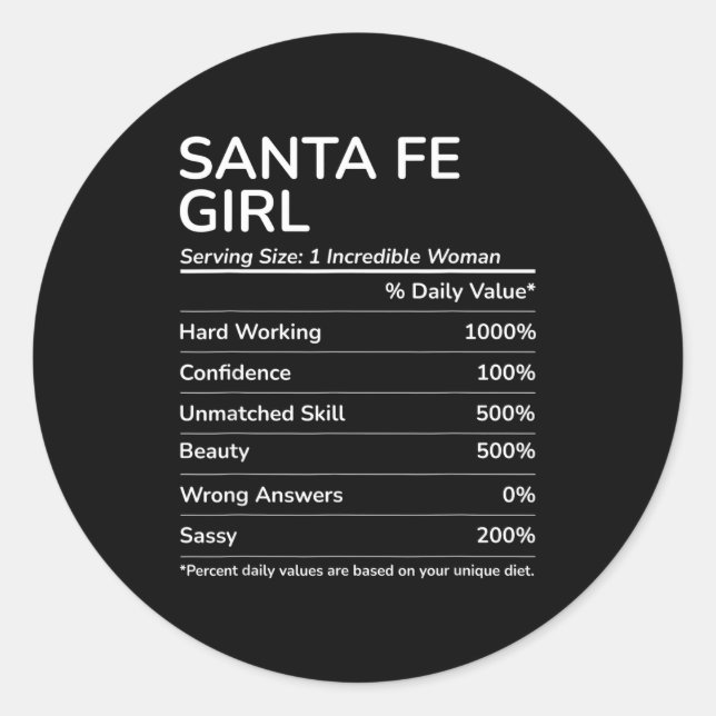 Santa Fe Girl Funny New Mexico Hometown  Runder Aufkleber (Vorderseite)