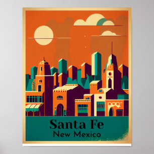 Santa Fe Minimalistische Kubistische Kunst Poster