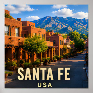 Santa Fe New Mexico Adobe Berg Reise Geschenk Poster
