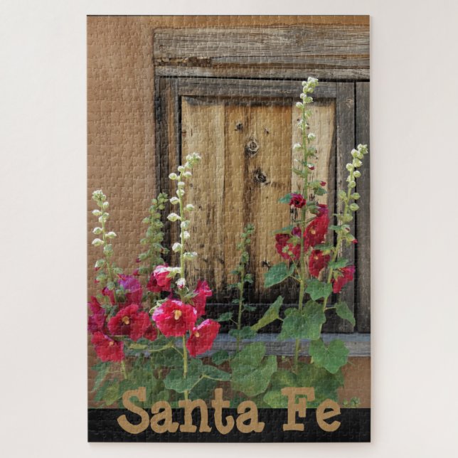 Santa Fe New Mexico Adobe, Holly Hocks & Window Puzzle (Vertikal)