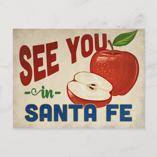 Santa Fe New Mexico Apple - Vintage Travel Postkarte (Vorderseite)