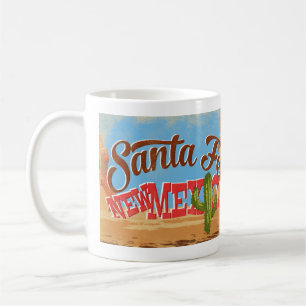 Santa Fe New Mexico Cartoon-Wüsten-Vintage-Reise Kaffeetasse