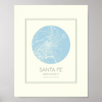 Santa Fe New Mexico Minimalistisch Pasta Blue Map