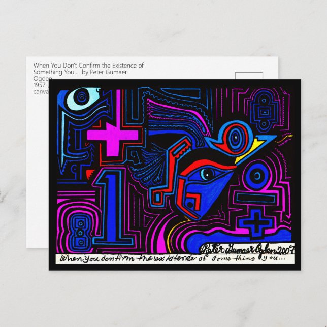 Santa Fe New Mexico Outsider Postmoderne Kunst Postkarte (Vorne/Hinten)