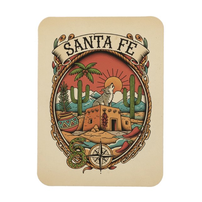 Santa Fe New Mexico Reise Magnet (Vertikal)