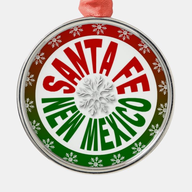 Santa Fe New Mexico Rot-Ornament Silbernes Ornament (Vorne)