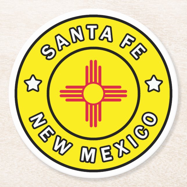 Santa Fe New Mexico Runder Pappuntersetzer (Vorderseite)