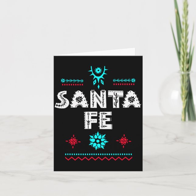 Santa Fe New Mexico Shirt, Festive Tribal Santa Fe Karte (Vorderseite)
