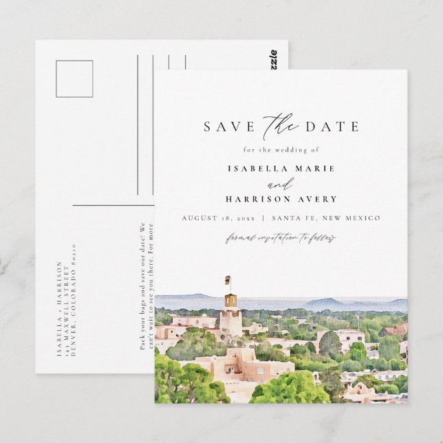 SANTA FE New Mexico Skyline Save the Date Postkarte (Vorne/Hinten)