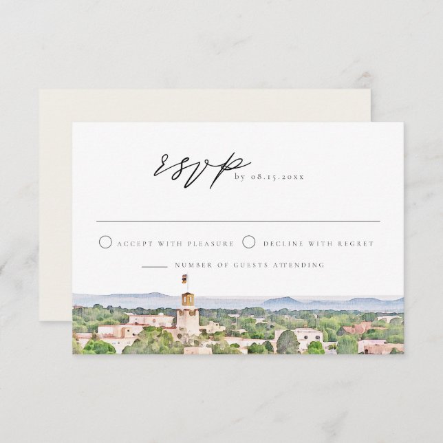 SANTA FE New Mexico Skyline Wedding RSVP Card Einladung (Vorne/Hinten)