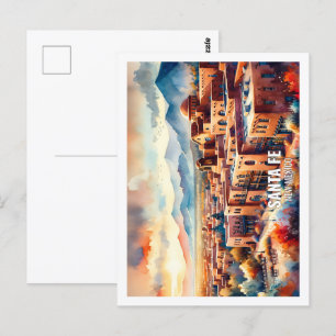 Santa Fe New Mexico USA Berühmter Ort Aquarell Postkarte