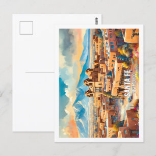 Santa Fe New Mexico USA Berühmter Ort Aquarell Postkarte