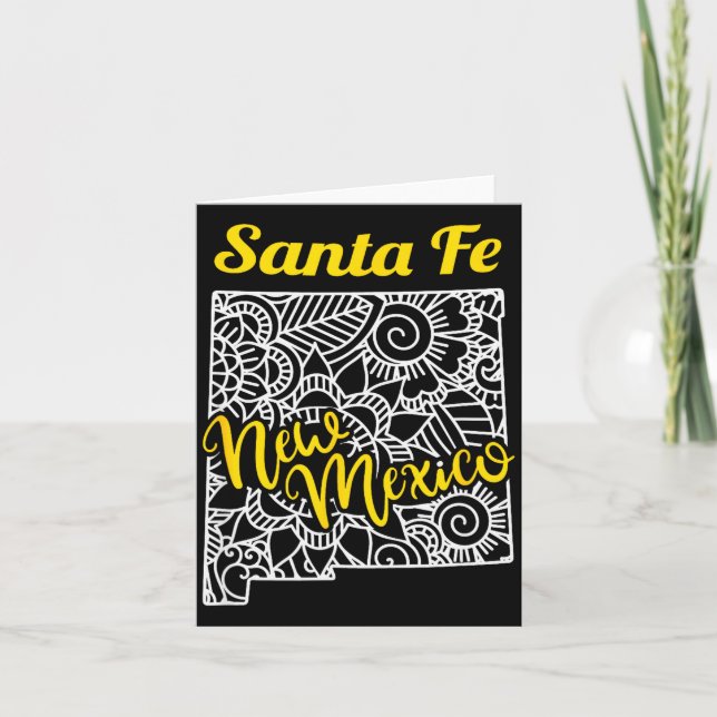 Santa Fe Nm - New Mexico City With Mandala  Karte (Vorderseite)