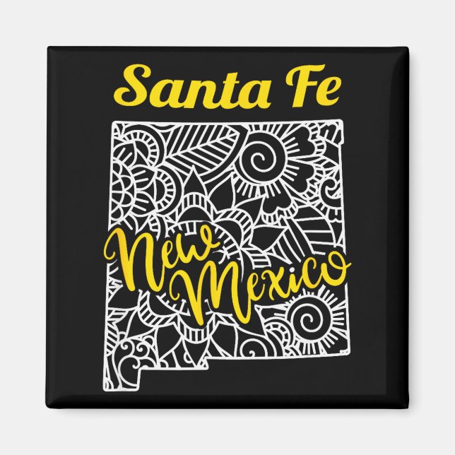 Santa Fe Nm - New Mexico City With Mandala  Magnet (Vorne)