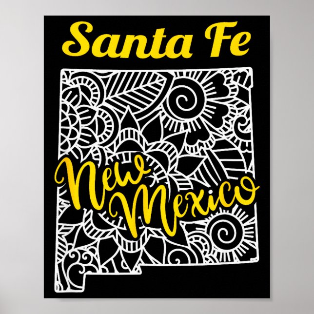 Santa Fe Nm - New Mexico City With Mandala  Poster (Vorne)