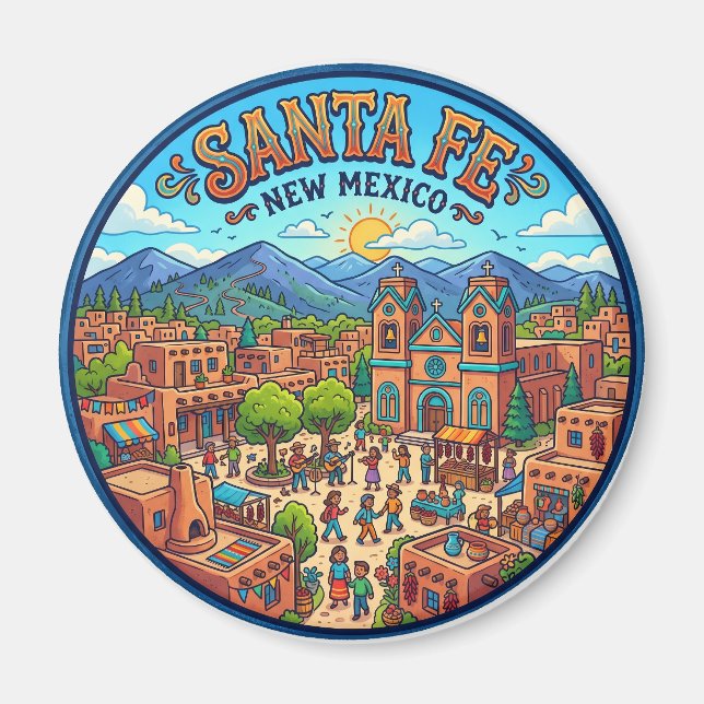 Santa Fe Plaza, Santa Fe USA Magnet (Vorne)