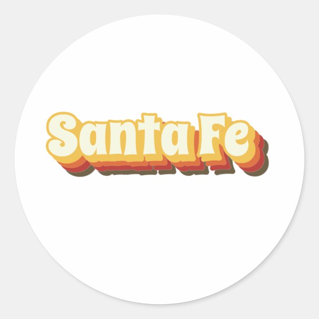 Santa Fe Retro Vintager Text Runder Aufkleber (Vorderseite)