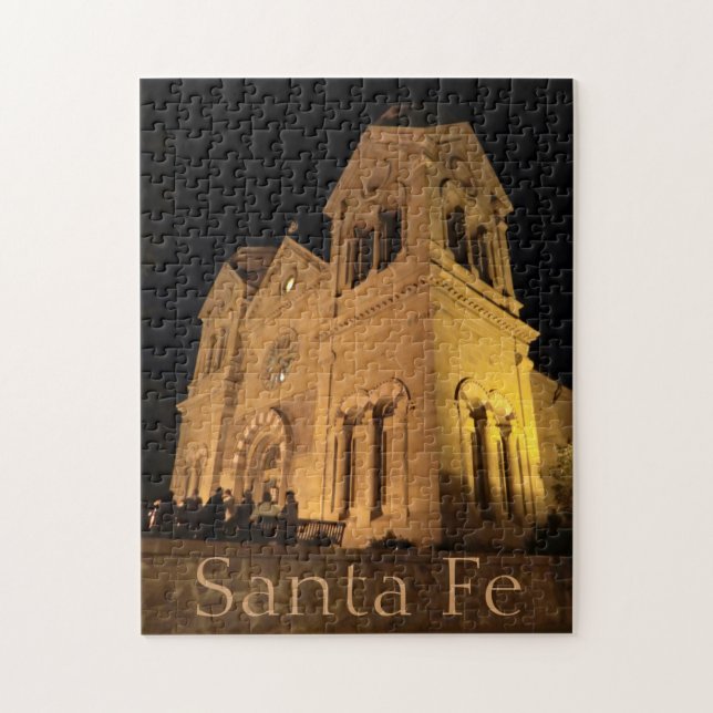 Santa Fe St. Francis Kathedrale in der Nacht Puzzle (Vertikal)