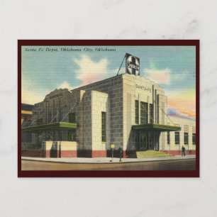 Santa Fe Train Depot, Oklahoma City Vintage Postkarte