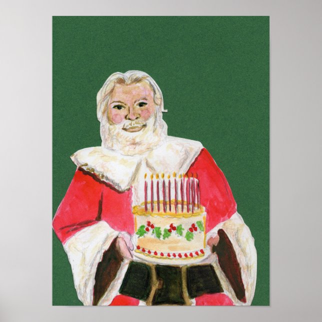 Santa-Feier-Grün-Hintergrund Poster (Vorne)
