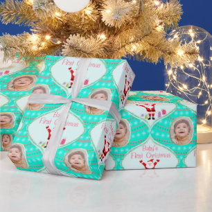 Santa feiert Baby's erstes Weihnachtsfoto Geschenkpapier