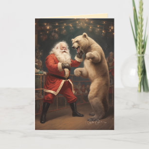Santa Fights Bears Feiertagskarte