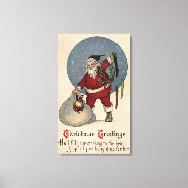 Santa Filling Strumpf bis Brim Leinwanddruck (Vorderseite)