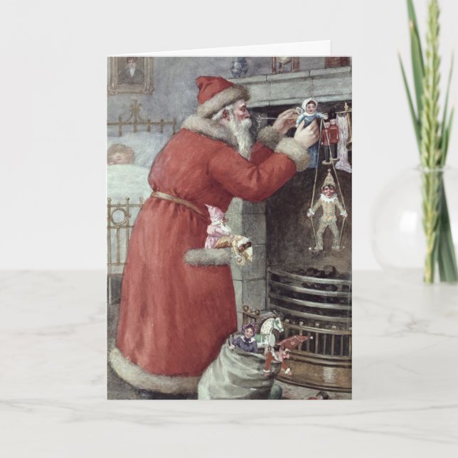 Santa Filling Strumpfs Feiertagskarte (Vorderseite)