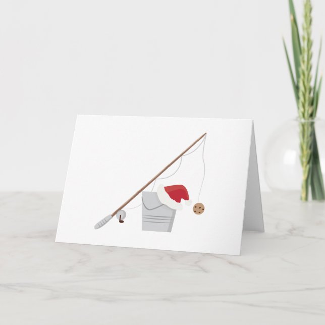 Santa Fishing Feiertagskarte (Vorderseite)