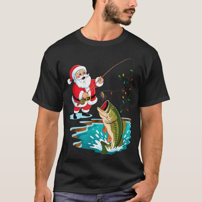 Santa Fishing Lure B Fish Christmas Pajamas Boy To T-Shirt (Vorderseite)