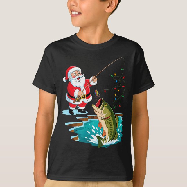 Santa Fishing Lure B Fish Christmas Pajamas Boy To T-Shirt (Vorderseite)