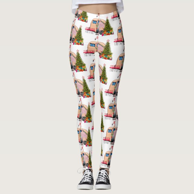 Santa-Flamingo-Anhänger Leggings (Vorderseite)