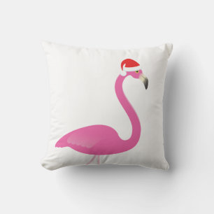 Santa Flamingo auf dem weißen Kissen im Freien