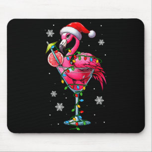 Santa Flamingo Auf Schwanz Gles Weihnachten Bunte  Mousepad