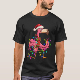 Santa Flamingo Beleuchtung FA La Lustiger Tanz Wei T-Shirt