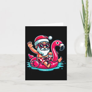 Santa Flamingo Floatie Beach Funny Christmas in Ju Karte