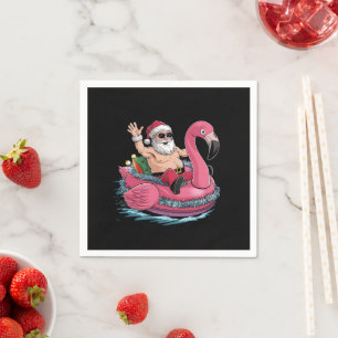 Santa Flamingo Floatie Weihnachten im Juli Sommer Serviette