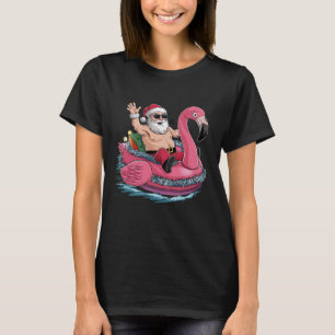 Santa Flamingo Floatie Weihnachten im Juli Sommer T-Shirt