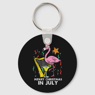 Santa Flamingo Harfe Frohe Weihnachten im Juli Cut Schlüsselanhänger