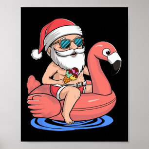 Santa-Flamingo-Schwimmhilfe Lustiger Weihnachten i Poster