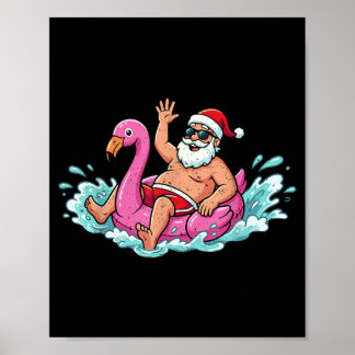 Santa Flamingo Schwimmhilfe Sommer Sommer Weihnach Poster