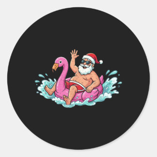 Santa Flamingo Schwimmhilfe Sommer Sommer Weihnach Runder Aufkleber