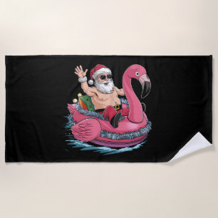 Santa-Flamingo-Schwimmhilfe-Weihnachten-im-Juli-So Strandtuch