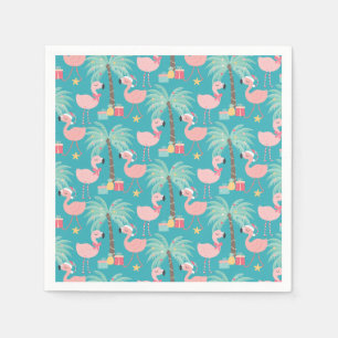 Santa Flamingo's - Fun Aqua Tropical Weihnachten Serviette