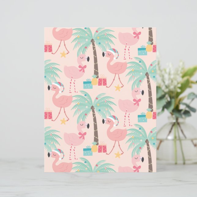 Santa Flamingo's - Fun Pink Tropical Weihnachten (Stehend Vorderseite)