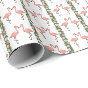 Santa-Flamingos und Muscheln Geschenkpapier